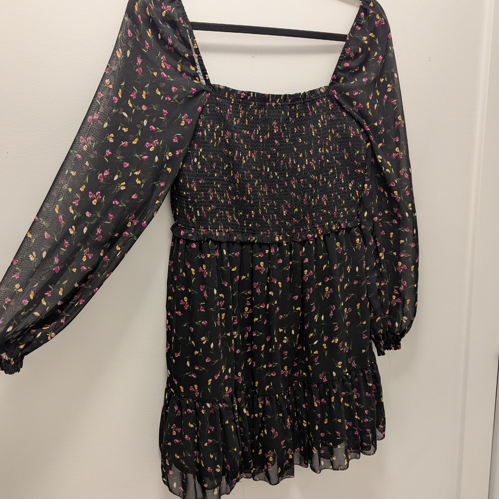RD Style Black Floral Dress - Black and Pink